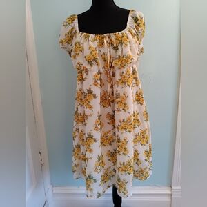 Showpo. Australia flowy empire waist dress with yellow roses US size 14